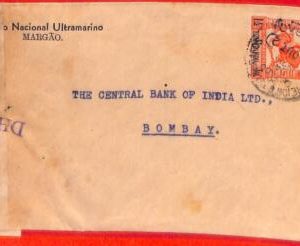 aa3966  - Portuguese India - POSTAL HISTORY -  CENSORED COVER from MORMUGAO 1942