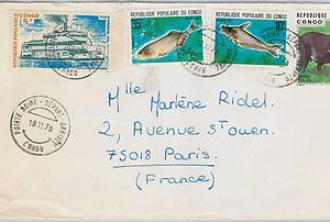 51166 -  FAUNA  FISH  BOAT -  CONGO -  POSTAL HISTORY: STAMP on COVER 1970