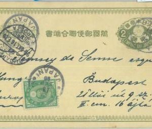 86234 - JAPAN - POSTAL HISTORY - Picture STATIONERY CARD to HUNGARY 1896