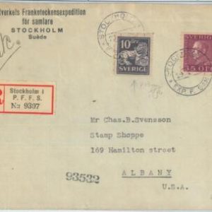 82184 -  SWEDEN - POSTAL HISTORY - REGISTERED COVER  to  USA  1930 Facit 145E