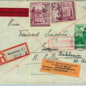 95382 - POLAND General Government - POSTAL HISTORY - Cover to SWISS INTERN. CAMP