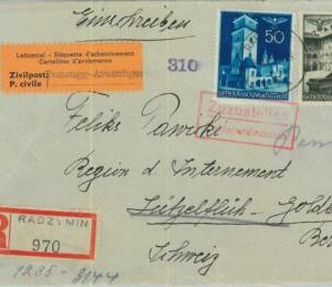 95400 - POLAND General Government - POSTAL HISTORY - Cover FRONT from RADZYMIN