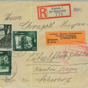 95383 - POLAND General Government - POSTAL HISTORY - Cover to SWISS INTERN. CAMP