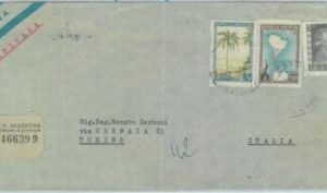84239 -  ARGENTINA - POSTAL HISTORY -  REGISTERED Airmail COVER to ITALY 1952