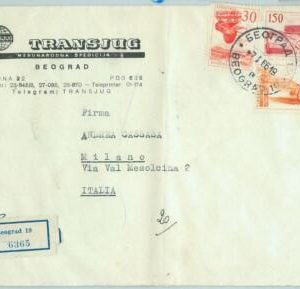 66968 - YUGOSLAVIA - Postal History -  REGISTERED LETTER to ITALY 1966