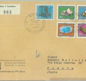 86748 - SWITZERLAND - POSTAL HISTORY - Registered FDC COVER 1960 Minerals FOSSIL