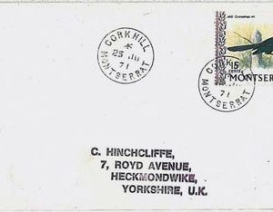 birds POSTAL HISTORY  cover  -  MONSERRAT 1971 : CORK HILL