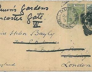 POSTAL HISTORY : front of cover -  NATAL to LONDON 1897