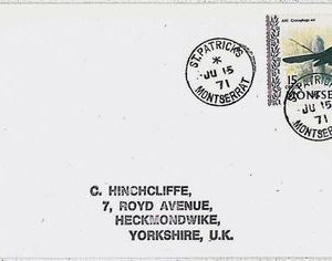 birds POSTAL HISTORY  cover  -  MONSERRAT 1971 : ST PATRICKS