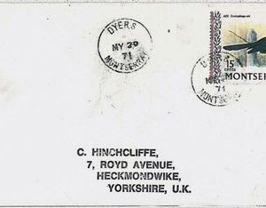 birds POSTAL HISTORY  cover  -  MONSERRAT 1971 : DYERS