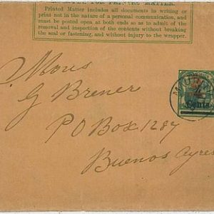 POSTAL HISTORY -  MAURITIUS - OVERPRINTED WRAPPER! to BUENOS AIRES 1906