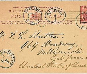 POSTAL HISTORY - overprinted POSTAL STATIONERY -  MAURITIUS to USA 1901