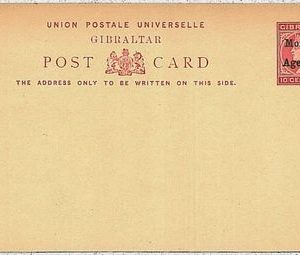 POSTAL STATIONERY -  GIBRALTAR overprinted MOROCCO AGENCIES : overprint type II