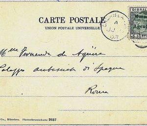 POSTAL HISTORY -  GIBRALTAR overprinted MOROCCO AGENCIES: postcard to Italy 1903