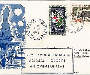 AVIATION 1st Flights POSTAL HISTORY -- Ivory Coast Côte d'Ivoire / Switzerland