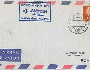 AVIATION 1st Flights  POSTAL HISTORY: Pellegrini cat # 346 CB - NETHERLANDS 1960