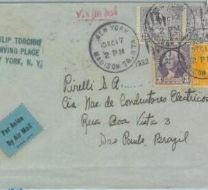 86121 - USA - POSTAL HISTORY - Airmail cover to BRAZIL - $1,17 tariff 1932
