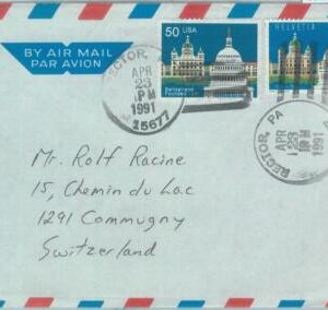 86122 - USA / SWITZERLAND  - POSTAL HISTORY - Joint issue on COVER from USA 1991