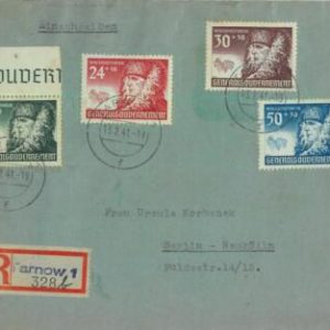 95395 - POLAND General Government - POSTAL HISTORY - Nice REGISTERED Cover 1941