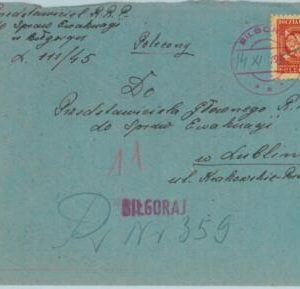 95462 - POLAND - POSTAL HISTORY - Registered COVER with HANDWRITTEN DATE 1945