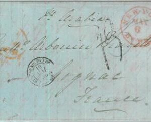 91276 - UNITED STATES USA - PREPHILATELIC Cover NEW YORK 1856 Transatlantic Mail