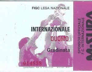 69405- Vecchio  BIGLIETTO PARTITA CALCIO - 1985 / 1986 : INTER / DUOMO