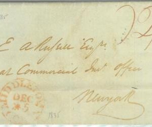 91283 - UNITED STATES USA - PREPHILATELIC Cover : MIDDLETON to NEW YORK  1835