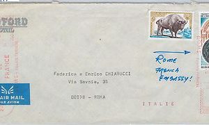 FRANCE / ITALY - Cover with MECHANICAL POSTMARK from FRENCH EMBASSY in ROME 1974