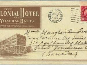 91365 - USA - POSTAL HISTORY -  Hotel ADVERTISING Cover Mt CLEMENS Michigan 1925