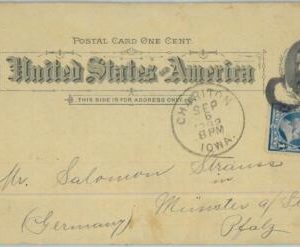 91403 - USA - POSTAL HISTORY - STATIONERY CARD: CHARITON, IOWA  to GERMANY 1892