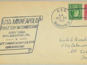 91375 - USA - POSTAL HISTORY - Special Cover USS MINNEAPOLIS First Day 1934