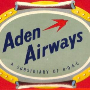 aa2308  - Vintage luggage  LABEL -  ADEN  AIRWAYS  Subsidiary of B.O.A.C.