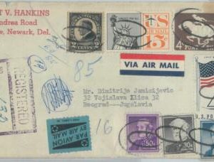 81739 - USA - Postal History -  REGISTERED COVER  to YUGOSLAVIA 1962