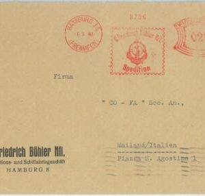 77857 -  GERMANY - Postal History - RED  POSTMARK on COVER  1940  Boats Ships