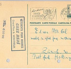SWITZERLAND -  POSTAL STATIONERY CARD 1952 - Flowers