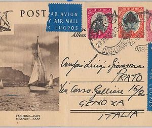 56321 -   SOUTH AFRICA -  POSTAL HISTORY: PICTURE  STATIONERY CARD to ITALY 1953