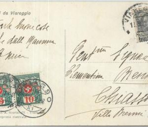 80902 - ITALY - Postal History - POSTCARD:  TAXED on arrival to SWITZERLAND 1922