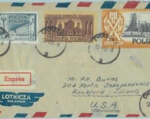 85277  - POLAND - POSTAL HISTORY -  AIRMAIL EXPRESS COVER to USA 1955