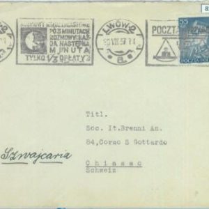 85278 - POLAND - POSTAL HISTORY - Special Postmark on COVER to SWITZERLAND  1937