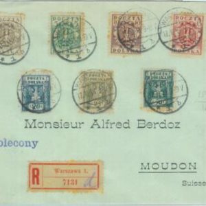 85273 - POLAND - POSTAL HISTORY -  REGISTERED COVER to SWITZERLAND  1919