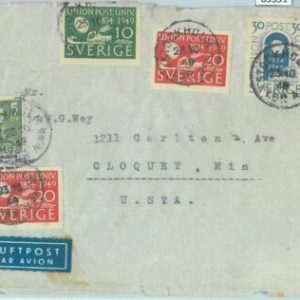85351 -  SWEDEN - POSTAL HISTORY -  AIRMAIL  COVER  to USA  1949