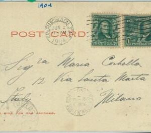 67252 - USA - Postal History - TWIN 1 Cents on POSTCARD  to  ITALY 1904