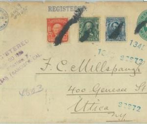 86119 - USA - POSTAL HISTORY - STATIONERY COVER w/ ADDED 3 colour FRANKING 1906