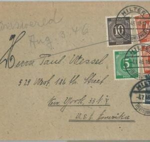 75246 - GERMANY - POSTAL HISTORY -  COVER to the USA  1946