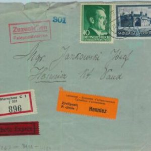 95432 - POLAND General Government - POSTAL HISTORY - Cover to SWISS INTERN. CAMP