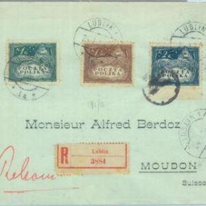 85271 - POLAND - POSTAL HISTORY -  REGISTERED COVER to SWITZERLAND  1920