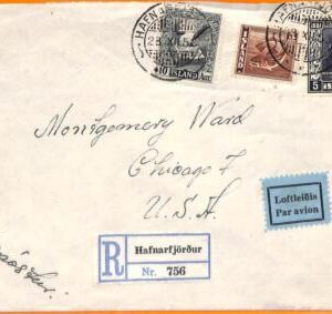 99281 - ICELAND Island - POSTAL HISTORY - REGISTERED COVER to the USA 1953 Fish