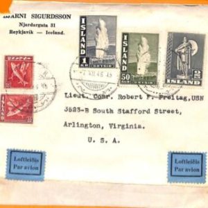 99283 - ICELAND Island - POSTAL HISTORY - AIRMAIL COVER to  USA 1946 Fish GEYSER