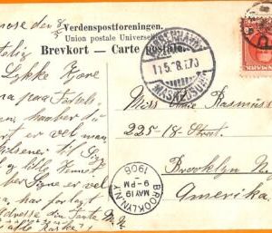 99104 - DENMARK - POSTAL HISTORY - Interesting postmark on POSTCARD to USA 1908