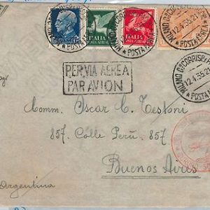 60084 -  ITALY - POSTAL HISTORY - AVIATION: ZEPPELIN COVER to BUENOS AIRES 1935
